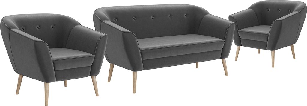MEBLINI Mini Sofa Set 2-1-1 für Wohnzimmer - Mini Lounge für vier Personen - Küchensofa - Sofa Klein - Sitzgarnitur - Polstergarnitur - Sofagarn...