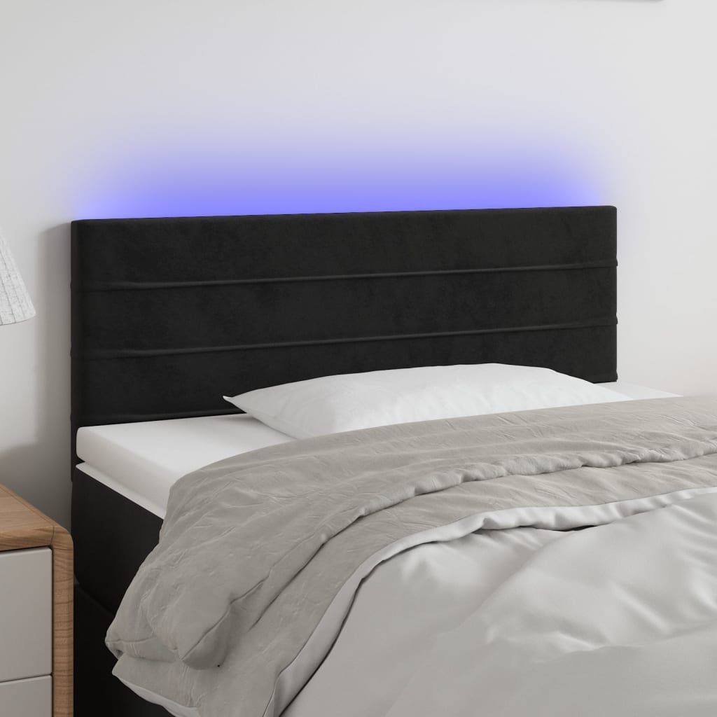 The Living Store LED Kopfteil Schwarz 80x5x78/88 cm Samt