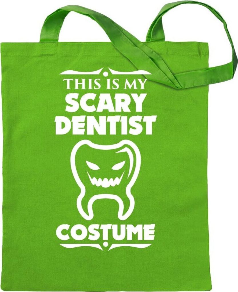 Kiwistar - Baumwolltasche - hellgrün - My Scary Dentist Costume - Tragetasche Stoffbeutel Umhängetasche Langer Henkel