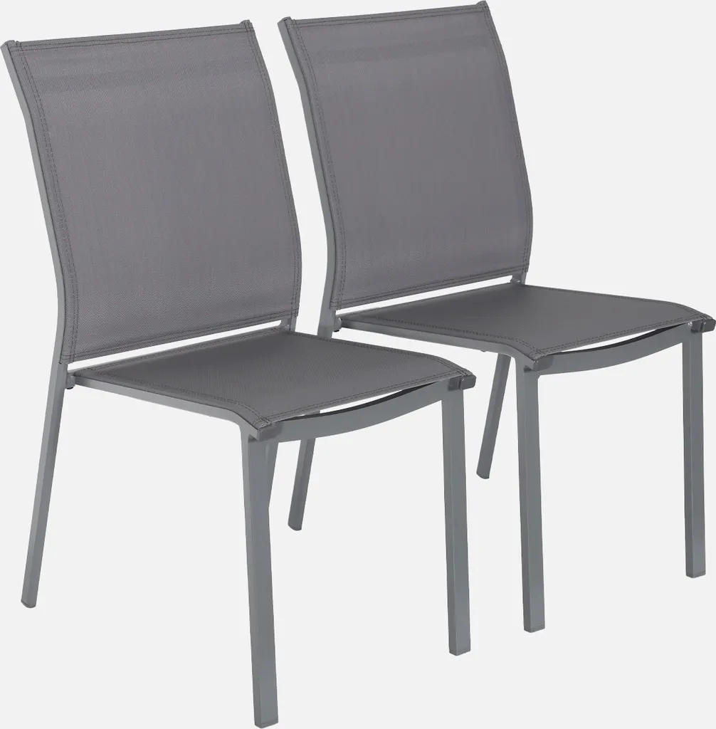 Set di 2 sedie da giardino impilabili in alluminio e textilene, Antracite