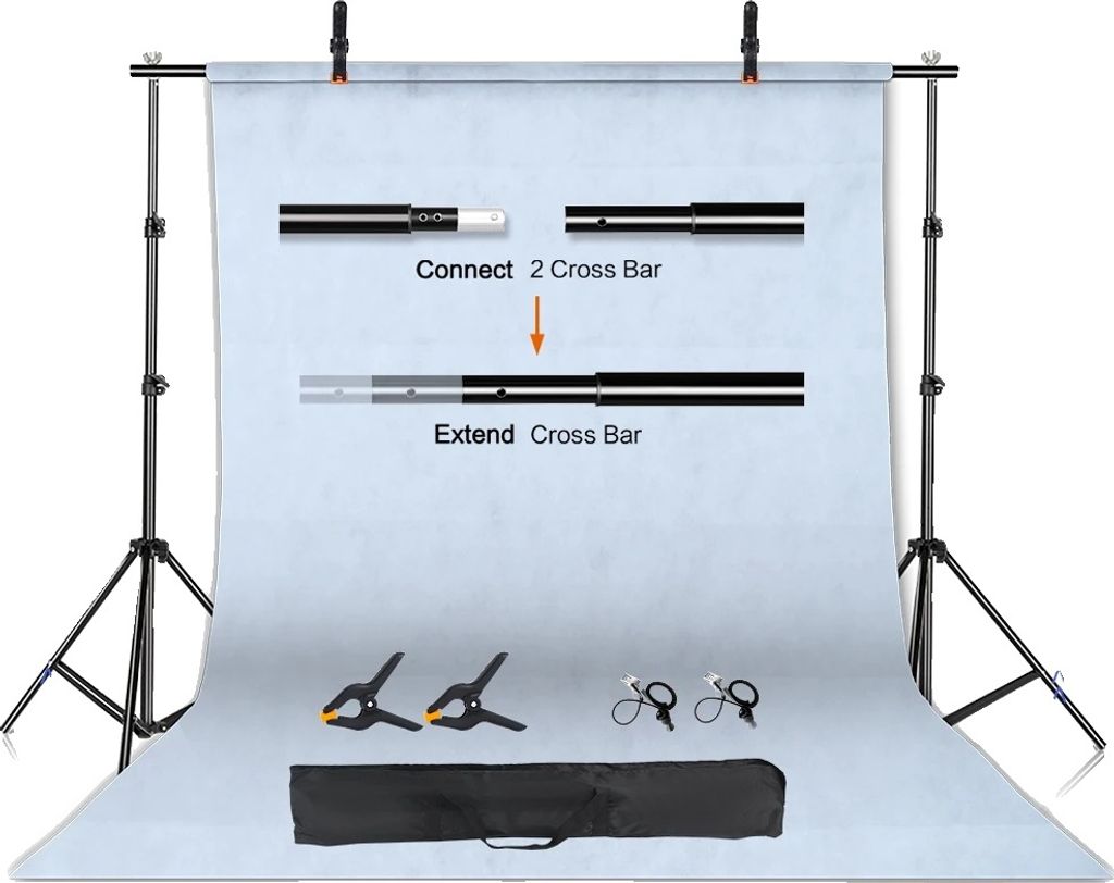 Fotografie Hintergrundständer Set, verstellbare Querstrebe, multifunktionale Verwendung, Dehnbares Weiß, 2600X3000