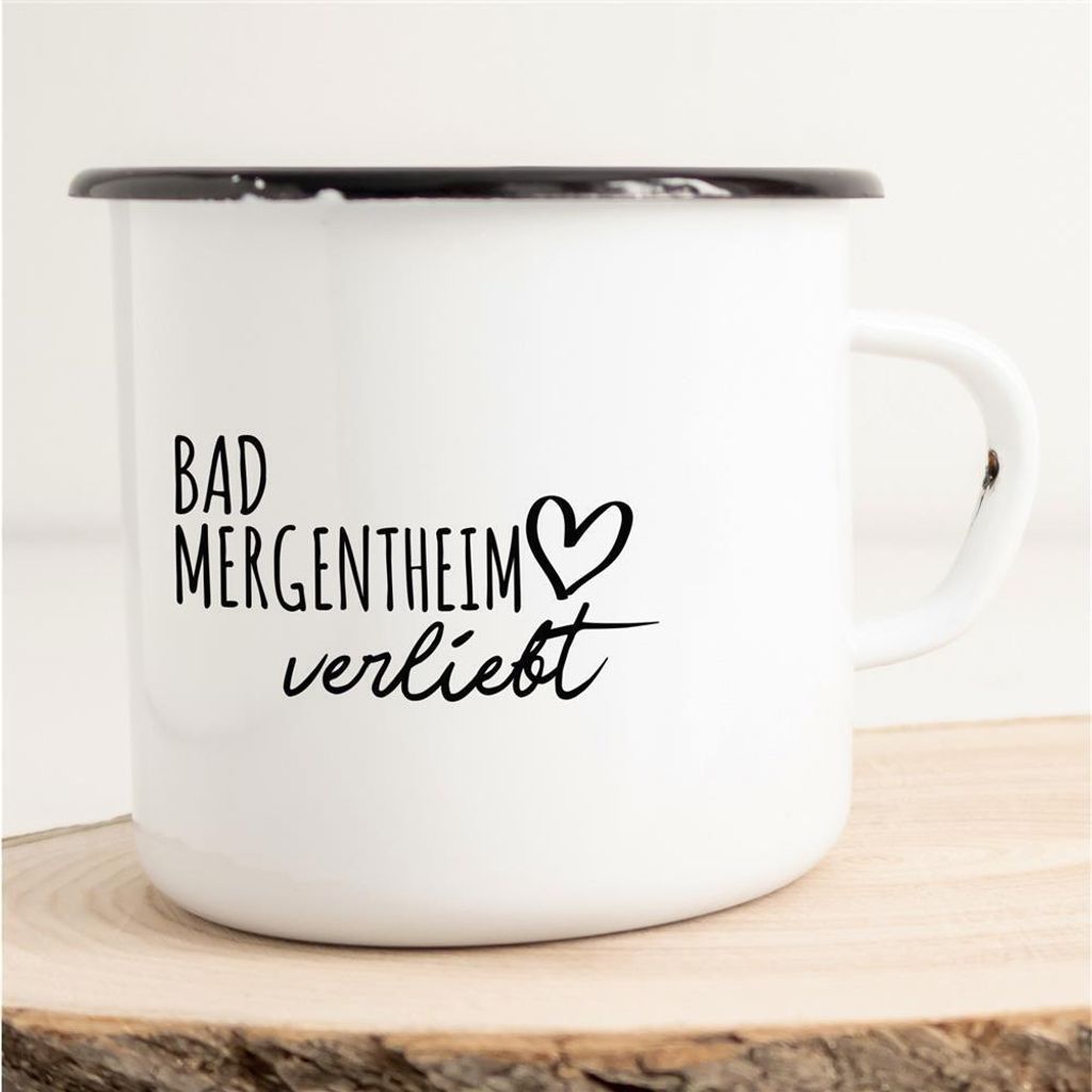 Huuraa Emaille Tasse Bad Mergentheim Geschenk Kaffeebecher Vintage 300ml Bad Mergentheim Präsent