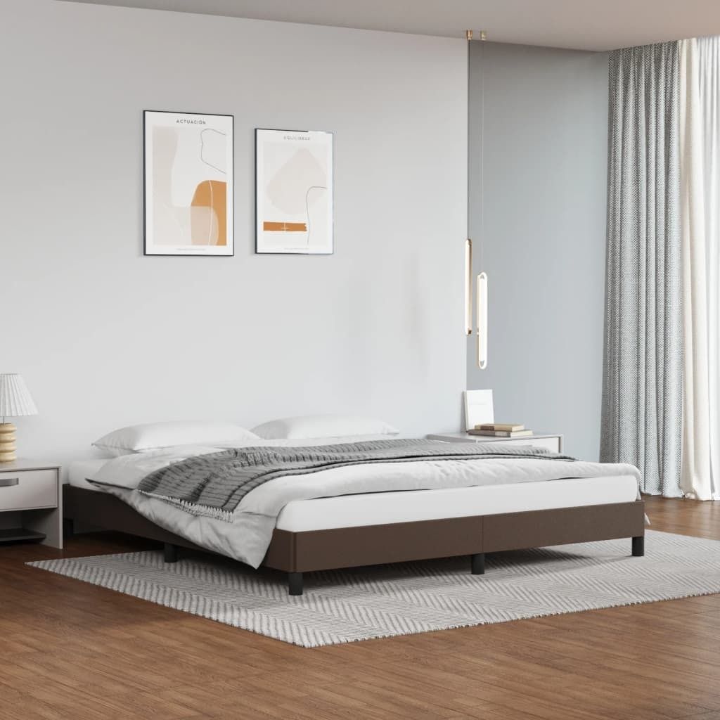 The Living Store Bettgestell Braun 180x200 cm Kunstleder