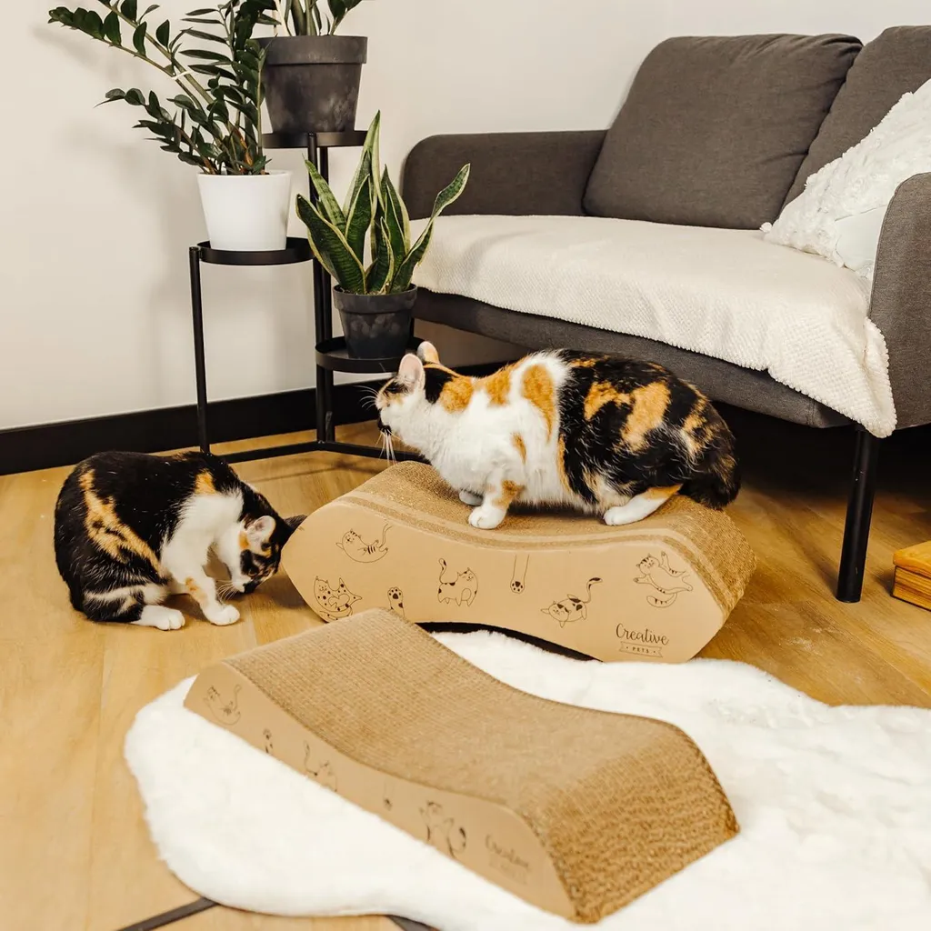 Tiragraffi Gatto Cartone Naturale Creative Pets 57x21x8 cm Doppio Lato