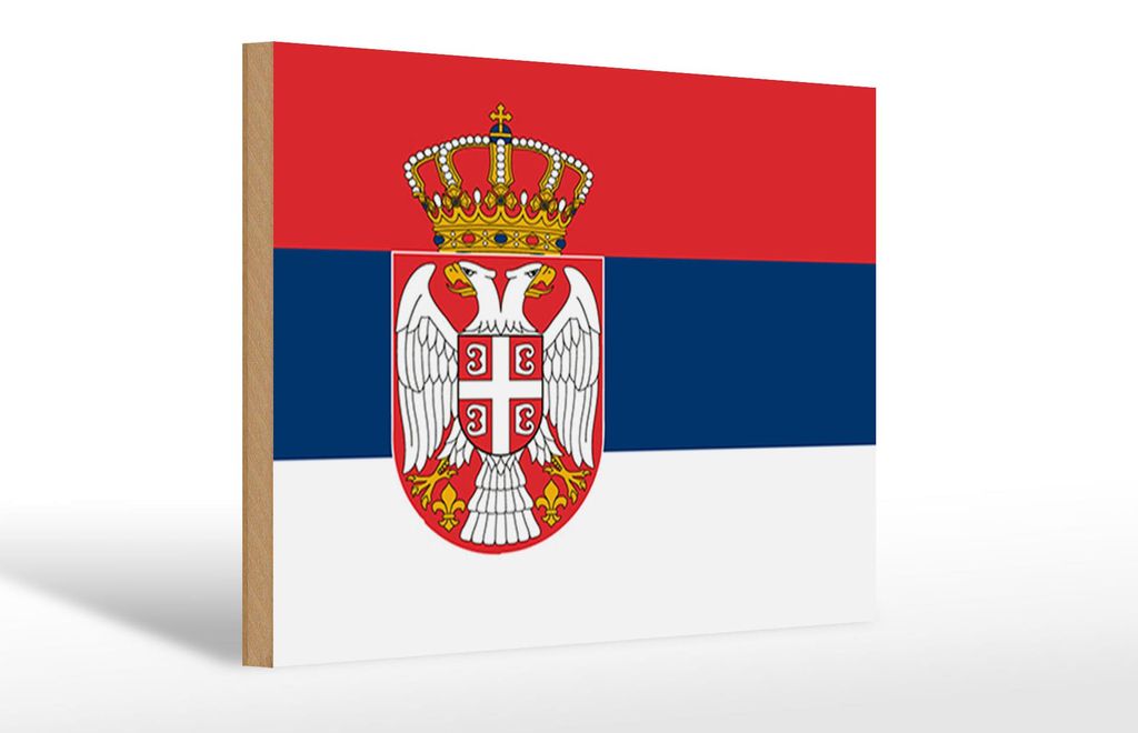 Holzschild Flagge Serbiens 30x20cm Flag of Serbia