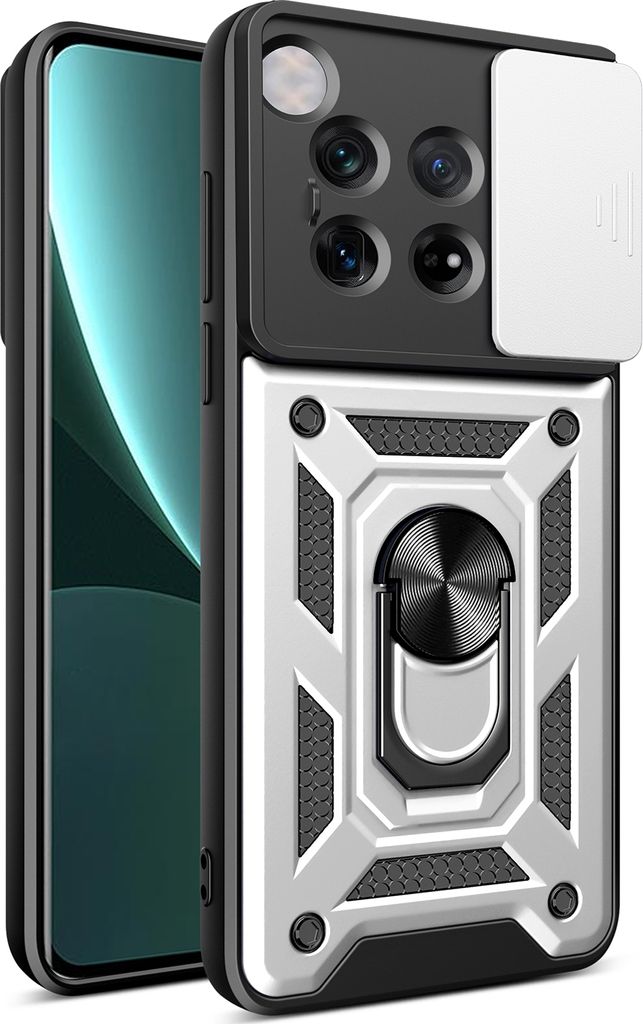 Hülle für OnePlus 12 Magnetische Ring Ständer Halter Dia Kameraschutz TPU Bumper Silikon Schutzhülle Silber
