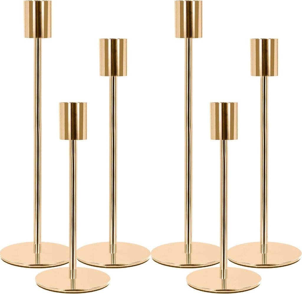 Elegantes Goldenes Kerzenhalter-Set von 6 - Hohe Luxusdekoration für Feste und Zuhause