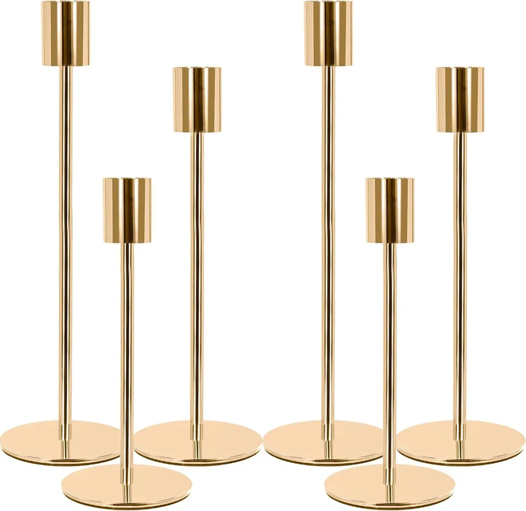 Bougeoir doré de luxe finition brillante set de 6 supports bougies