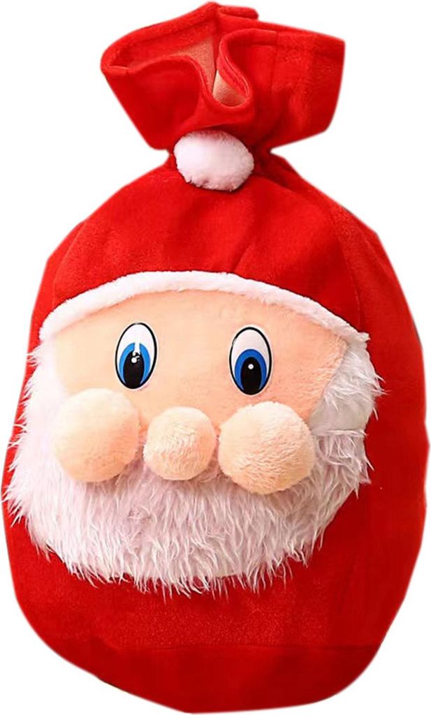 Weihnachtssack mit Weihnachtsmann-Motiv, große Geschenktüten mit Kordelzug für Süßigkeiten, 3D-Weihnachtsmann-Rucksack für Weihnachtsmannkost...