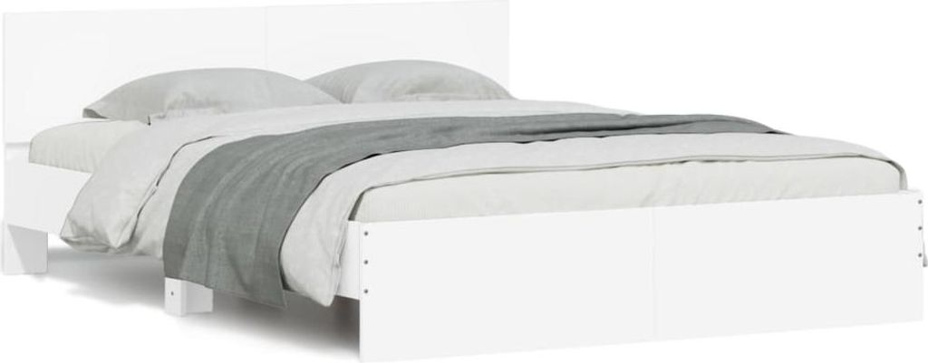 vidaXL Bettgestell mit Kopfteil Weiß 140x200 cm Produktbild 