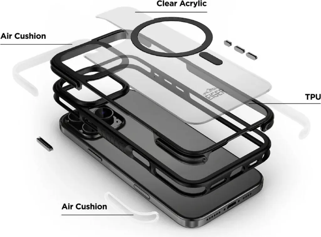 Coque iPhone 16 Pro Max anti-rayures Eiger EGCA00657 Noire et Transparente - 3