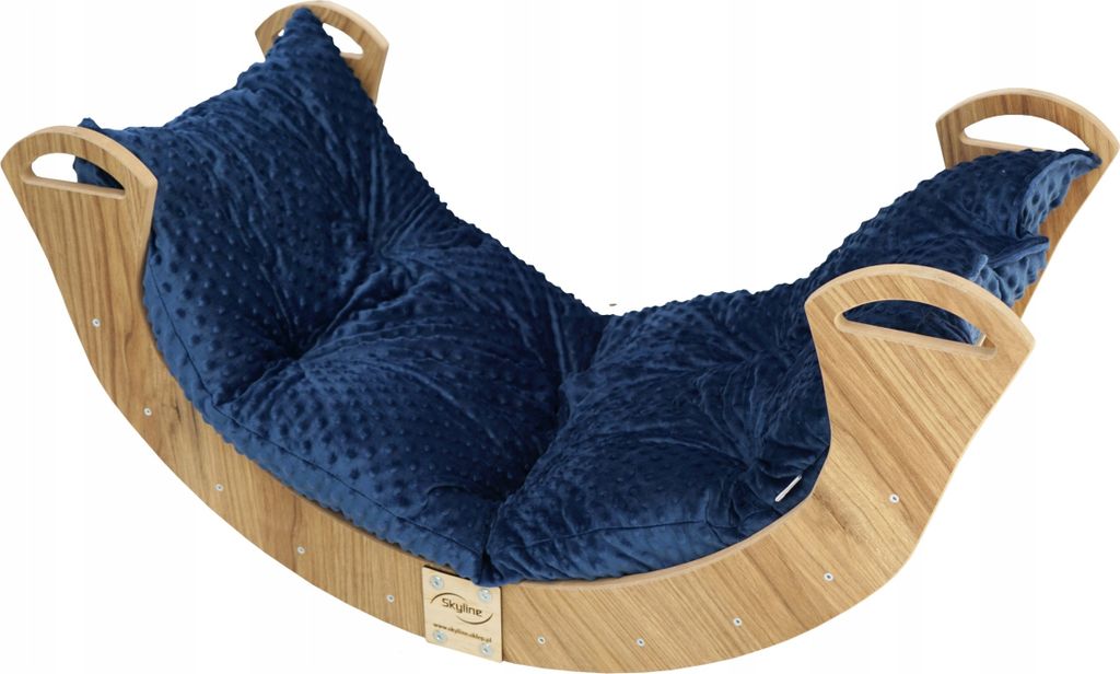 Skyline Kletterbogen Klettergerüste Kletterdreieck Baby Kletterwippe Holzbogen für Kinder Montessori Klappbar Eichenimitat, mod.C,85x43x42cm, Marine