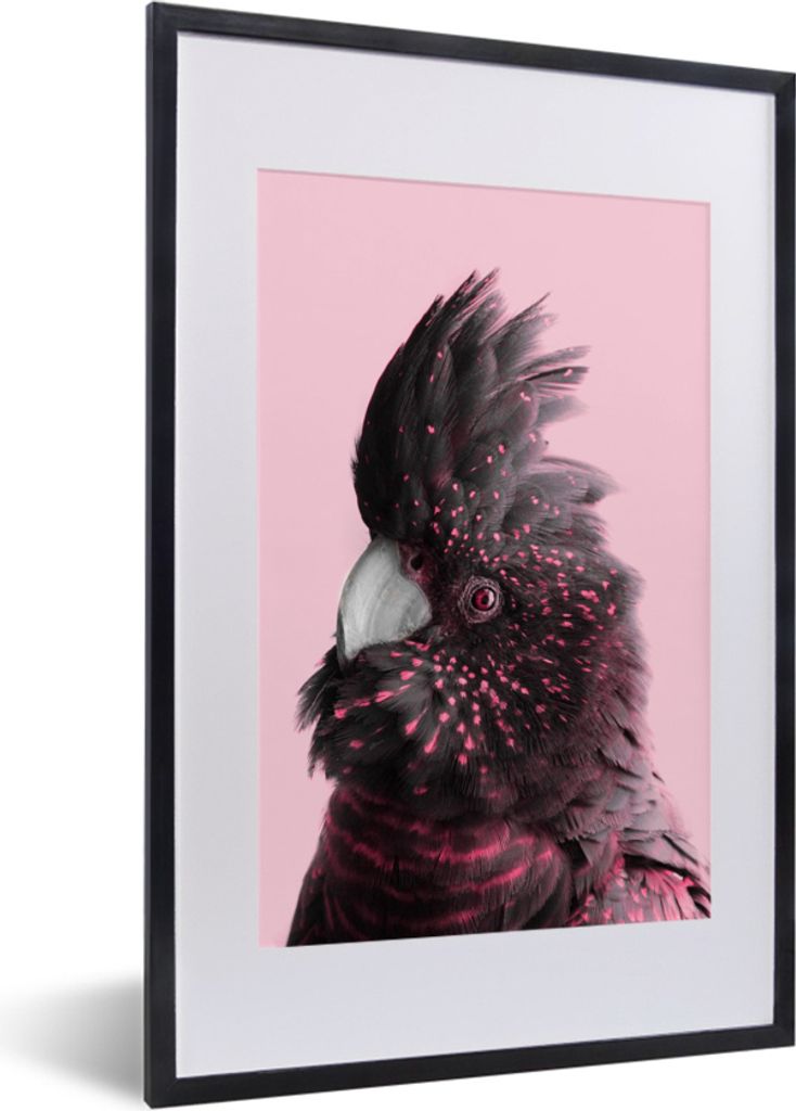MuchoWow MuchoWow Gerahmtes Poster Kakadu - Vogel - Rosa 40x60 cm - Poster mit zchwarzem Bilderrahmen - Poster in Rahmen