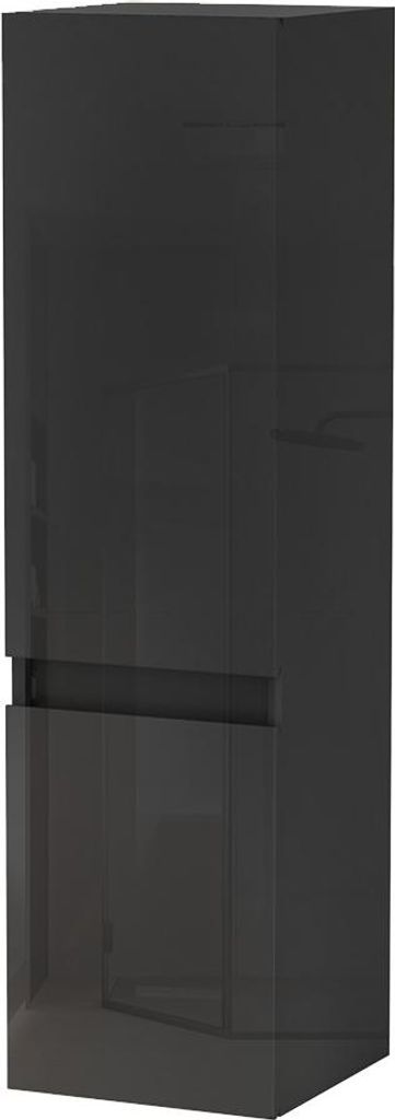 Hochschrank 110cm Schwarz Hochglanz Badschrank Seiteschrank Hängeschrank Badezimmerschrank