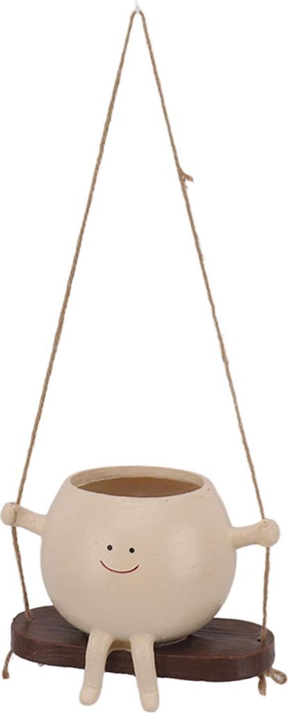 Swing Face Planter Pot Exquisite Lovely Unique Resin Hanging Planter with Rope for Plants Succulent