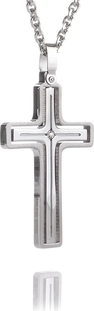 Croce in acciaio inossidabile con ciondolo, gioielli da uomo unisex e catena in acciaio inossidabile DP1494 - 45,0 centimetri