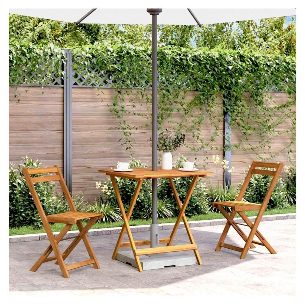 Klappbarer Gartentisch aus massivem Akazienholz, Bistrotisch, Holztisch, 70 x 70 x 75 cm