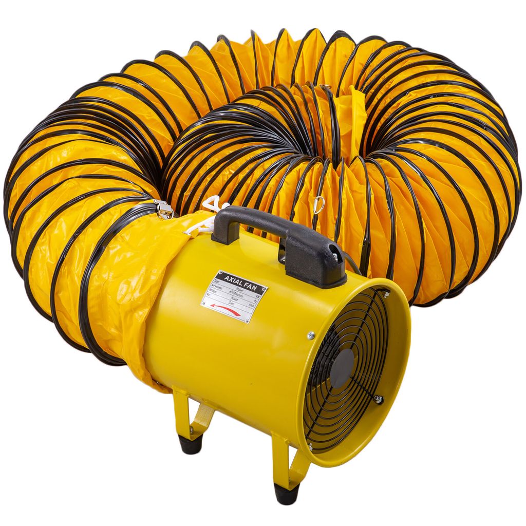 VEVOR Baulüfter 320 W Axialventilator, 1900 U / min & 2800 U / min Axialgebläse, 250 mm Durchmesser Windmaschine mit 10 Meter PVC Schlauch, Indus...