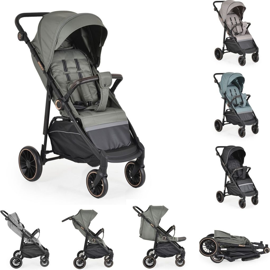 Moni Sommerkinderwagen Buggy, Kinderbuggy, Sonnendach, EVA-Räder, verstellbar grau