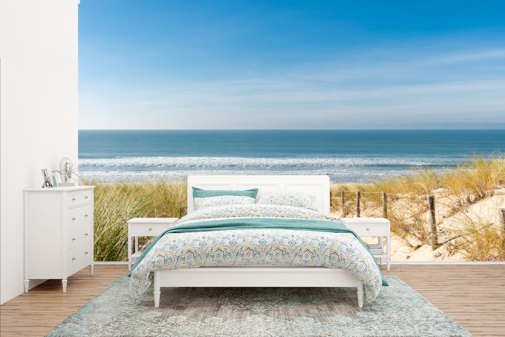MuchoWow Fototapete für Wohnzimmer oder Schlafzimmer Wandtapete Vinyl Motivtapete Strand - Meer - Düne - Sand - Sommer - 400x240 cm - Gemustert