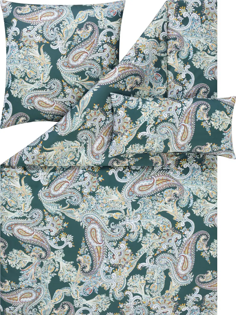 Estella Housse couette Lyocell Annette émeraude 155x220 et taies d'oreillers