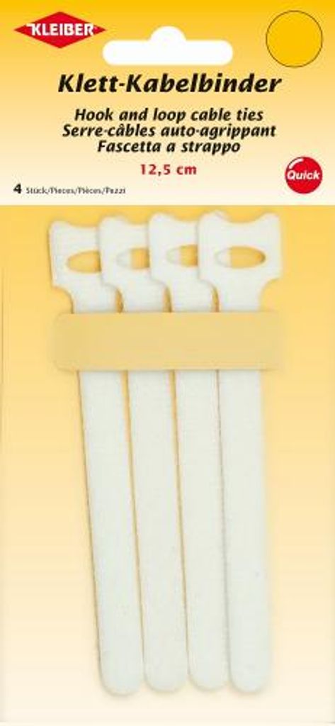 KLEIBER Klett-Kabelbinder 125 x 40 mm weiß 4 Stück