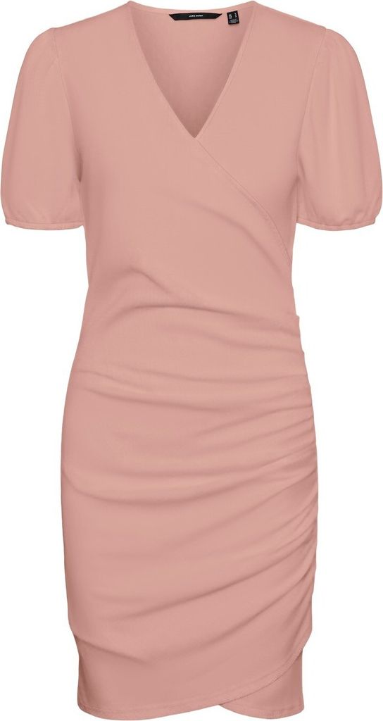 VERO MODA Blusen Kleid Midi Kurzarm Tunika Dress Knielang Gerippt VMELISA Größe: S
