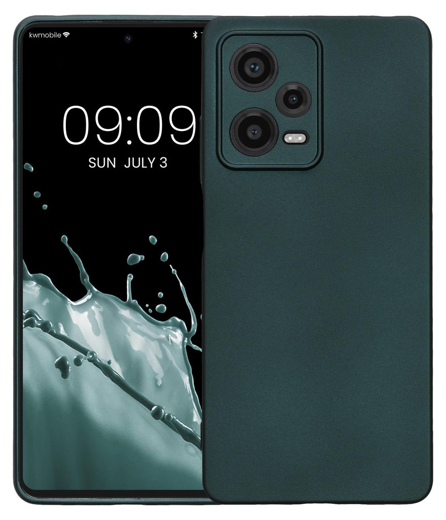 kwmobile Handyhülle für Xiaomi Redmi Note 12 Pro 5G Hülle - weiche Silikon Case metallisch schimmernd - Schutzhülle Cover - Metallic Petrol