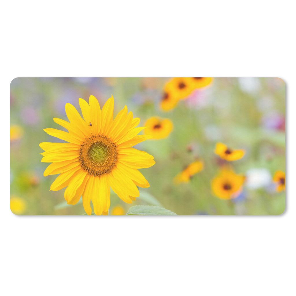 MuchoWow Schreibtischunterlage Blumen - Sonnenblume - Gelb 80x40 cm - XXL Mauspad - Gaming Mauspad
