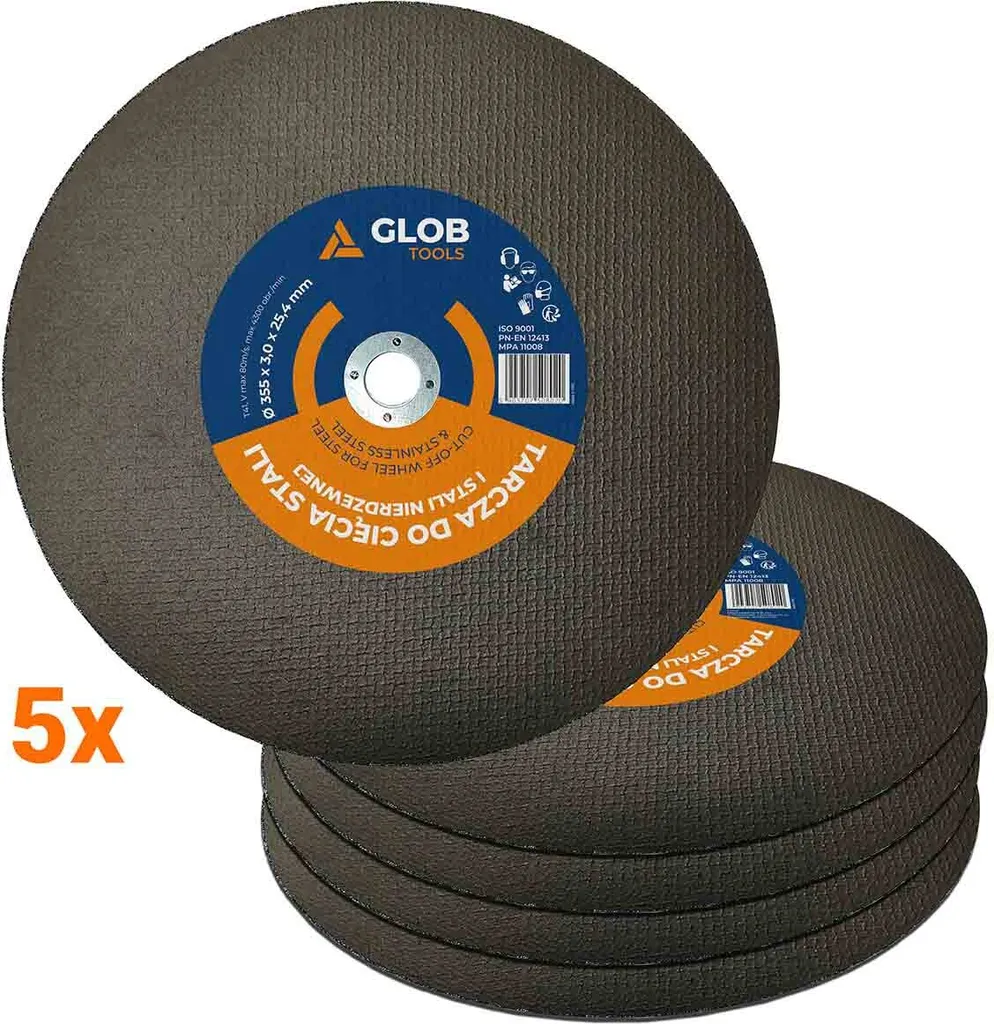 Disque abrasif de tronçonnage pour métaux 355mm durable GLOB TOOLS