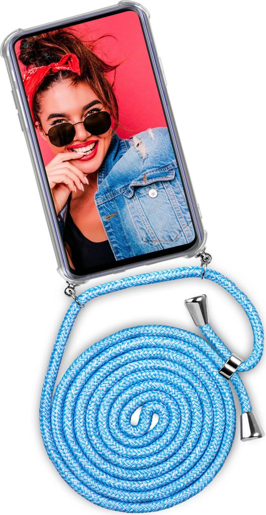 TWIST-Case + TWIST-Cord für Samsung Galaxy A21s, Farbe:Chilly Jeans (Silber)