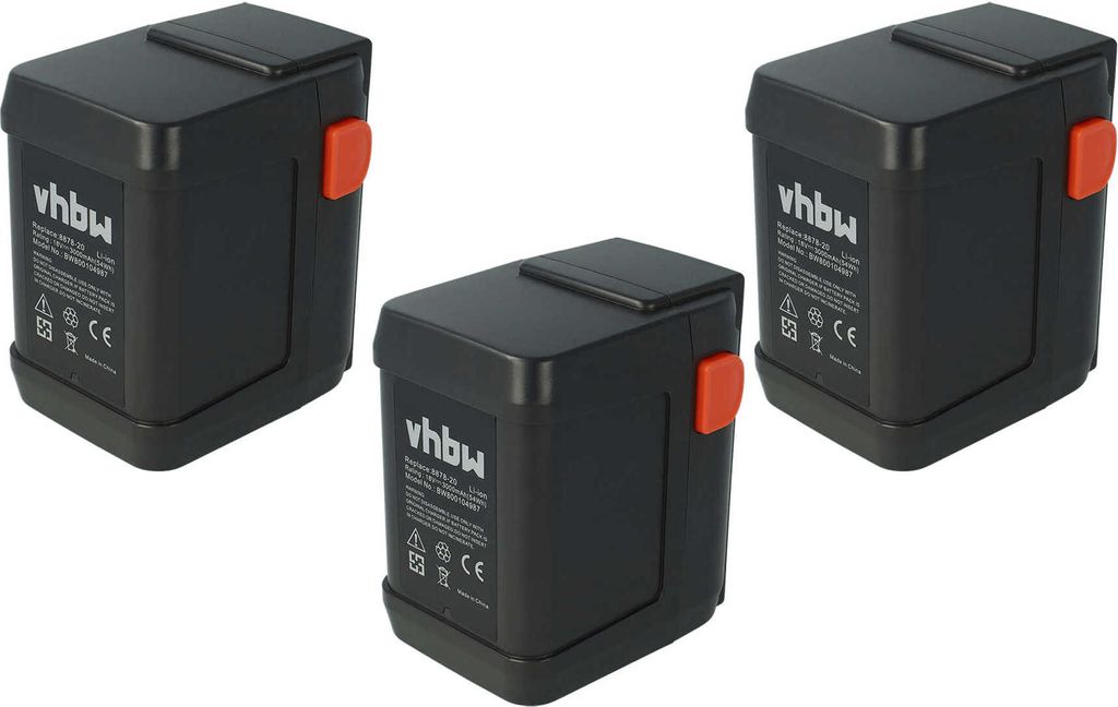 vhbw 3x Akku kompatibel mit Gardena AccuCut 450 Li (8841-20) Grasschere, Strauchschere Heckenschere Gartengeräte (3000mAh 18V Li-Ion)