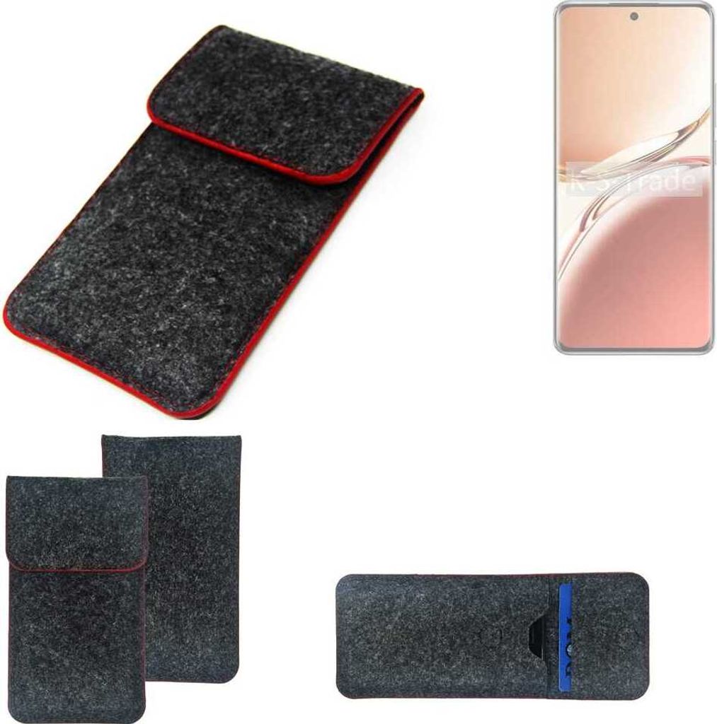 K-S-Trade Handy Schutz Hülle kompatibel mit Oppo A3 Pro CPH2639 Schutzhülle Handyhülle Filztasche Pouch Tasche Case Sleeve Filzhülle dunkelgrau
