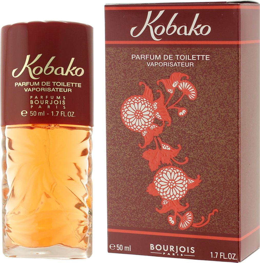 A bottle of Kobako perfume and its packaging are displayed side-by-side against a white background.