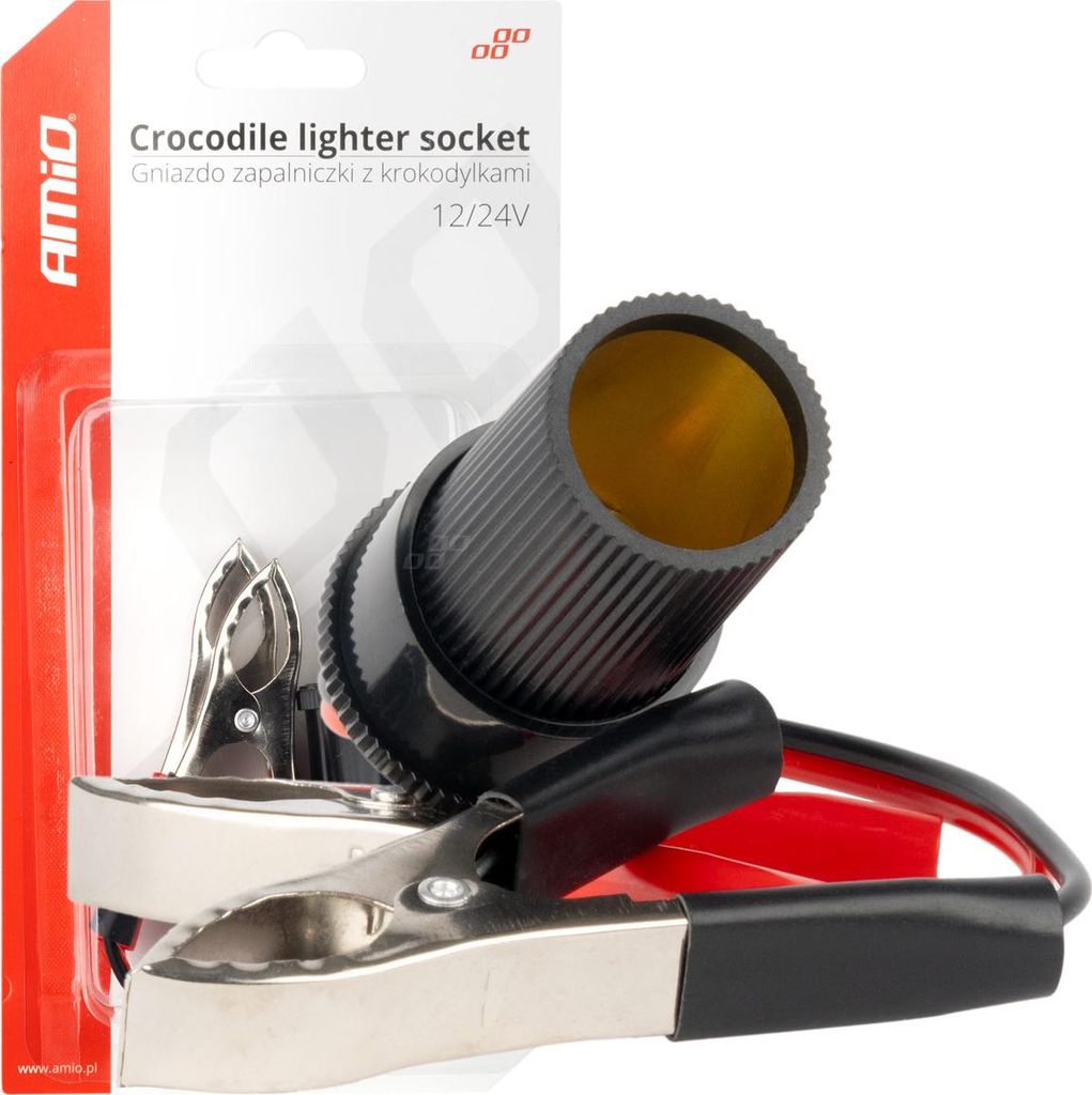 Adattatore 12V/24V con clip a coccodrillo per accendisigari Immagine del prodotto 