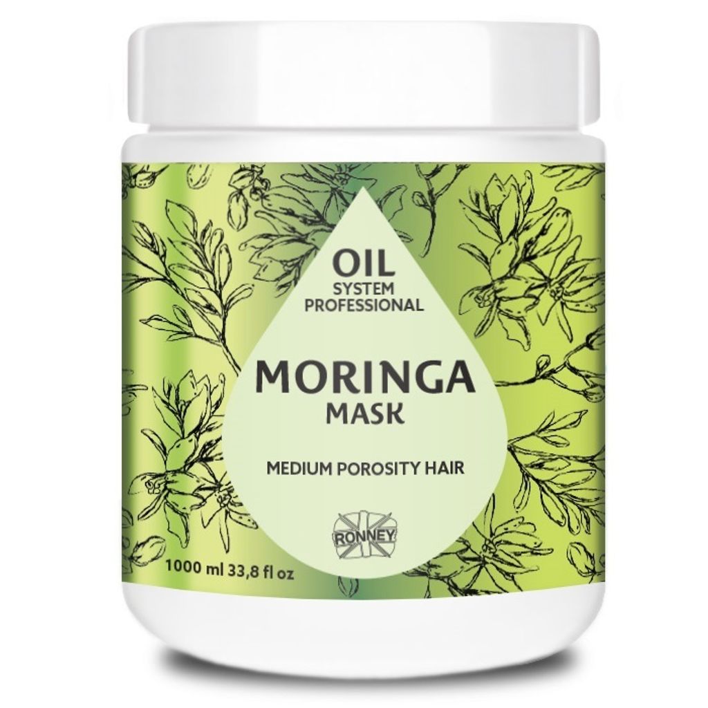 Ronney Professional Oil System Maske für mittelporöses Haar mit Moringaöl 1000 ml