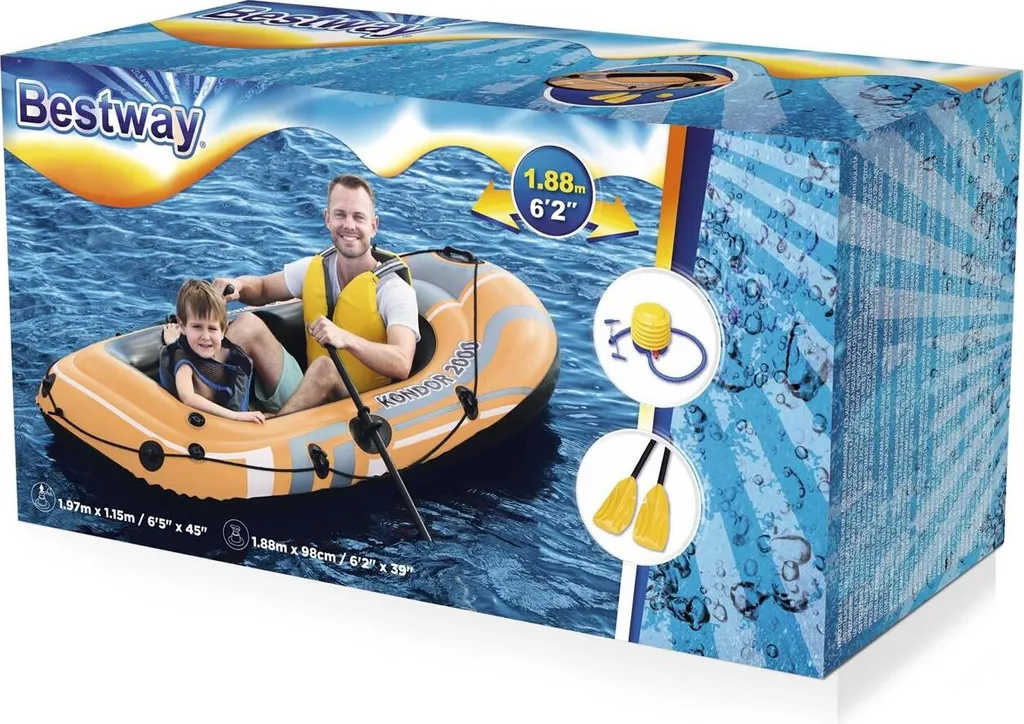 Bateau de plage pour lac et mer Bestway Hydro-Force Raft Set 61062 - 33