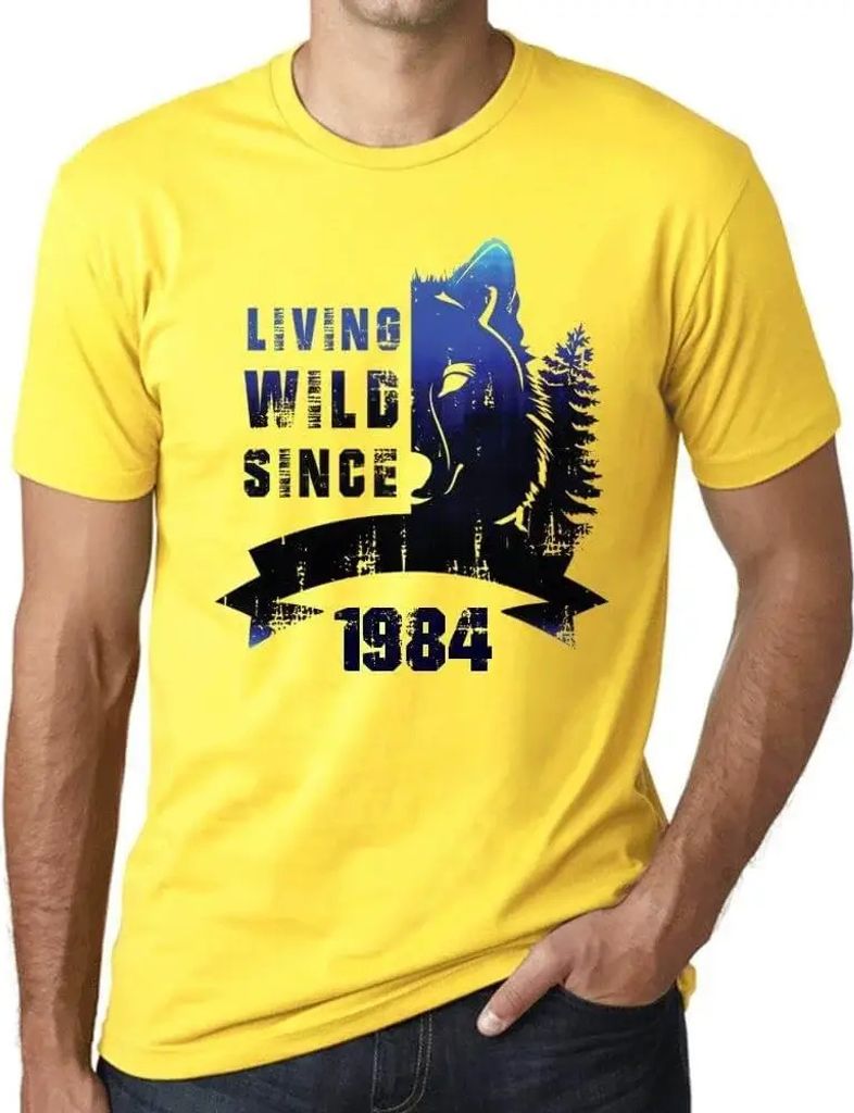 Herren Grafik T-Shirt Wildes Leben seit 1984 – Living Wild Since 1984 – Geschenk 40. Geburtstag Jahrestag 40 Jahre Jubiläum 40 Jährige Mann J...