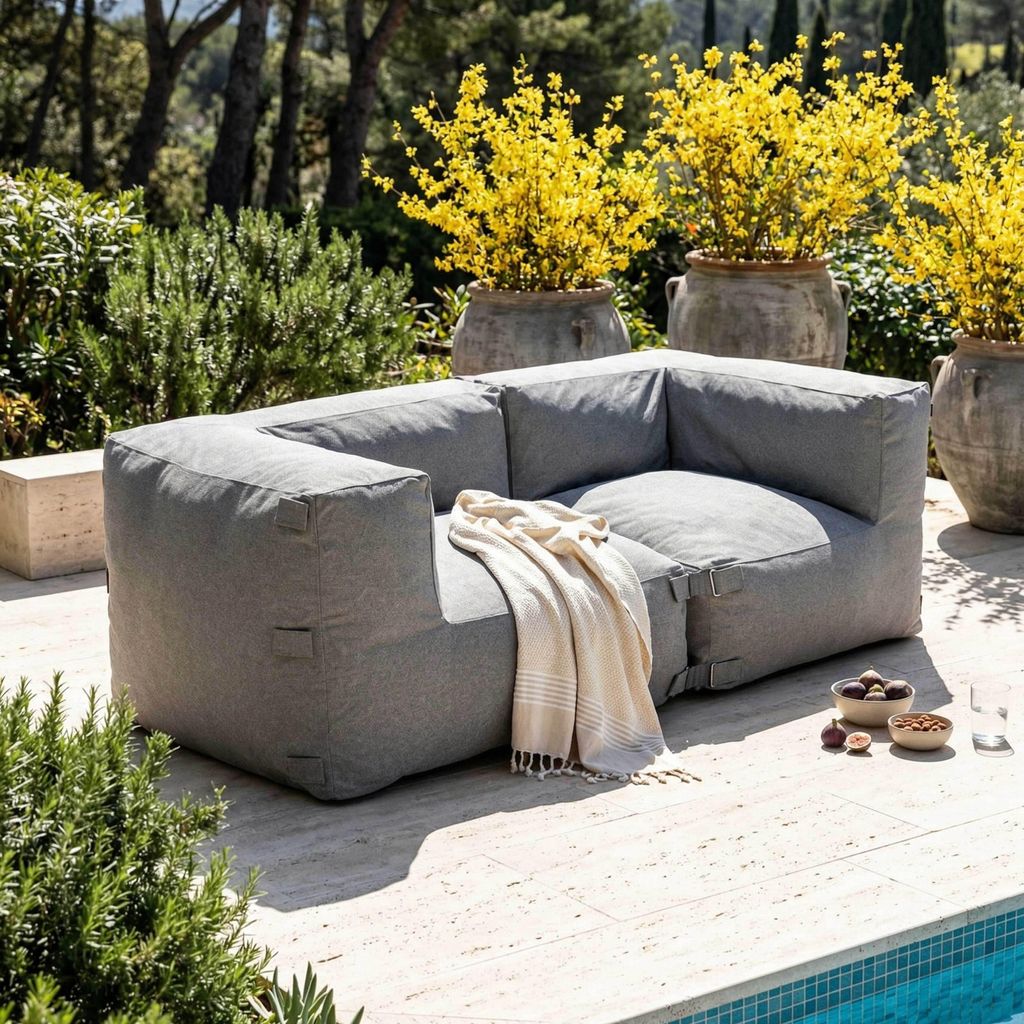 Modulares Gartenmöbel mit 2 Ecksesseln grau - Oviala Mixi