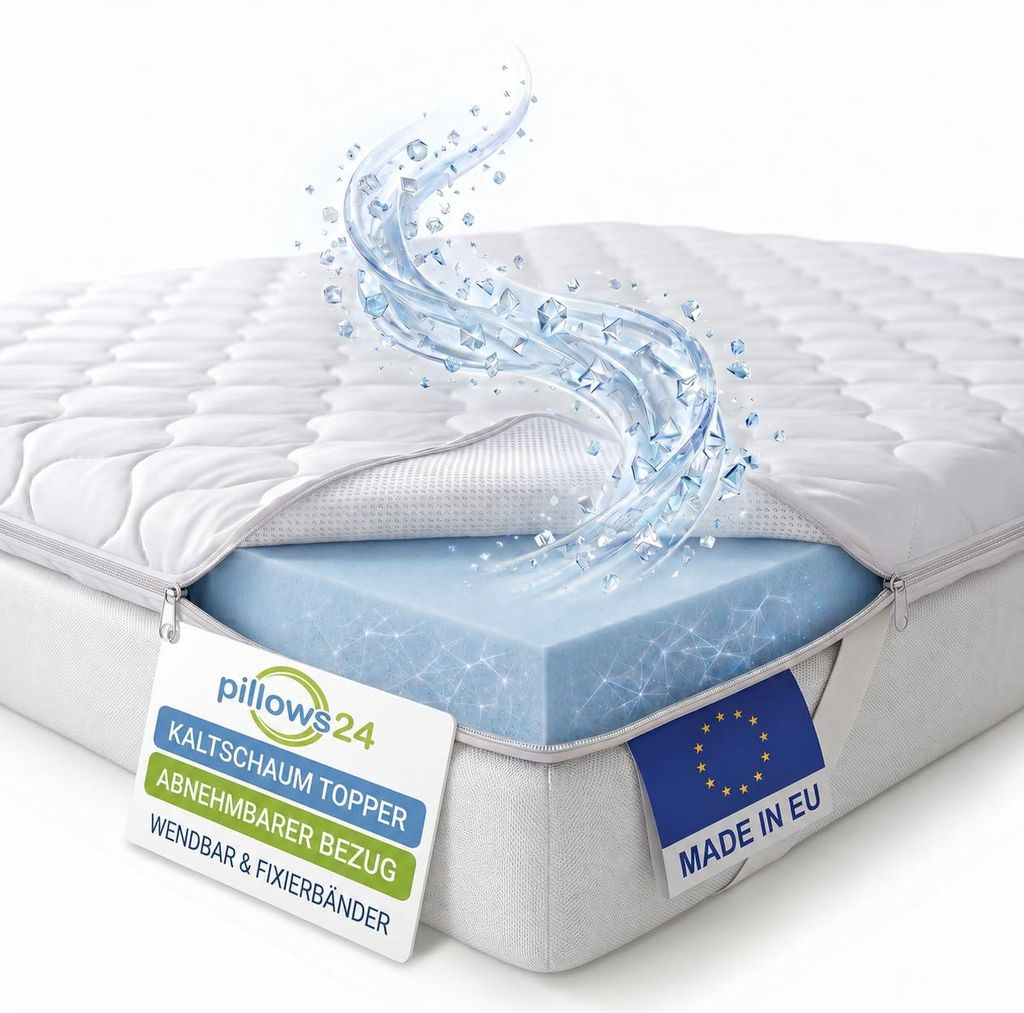 Pillows24 - Topper 90x200cm aus Kaltschaum - 6cm hoch - Produktbild 