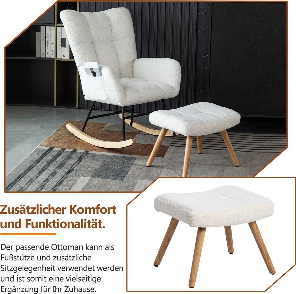 okwish Schaukelstuhl Sessel mit Fußhocker, Metallgestell Produktbild 6