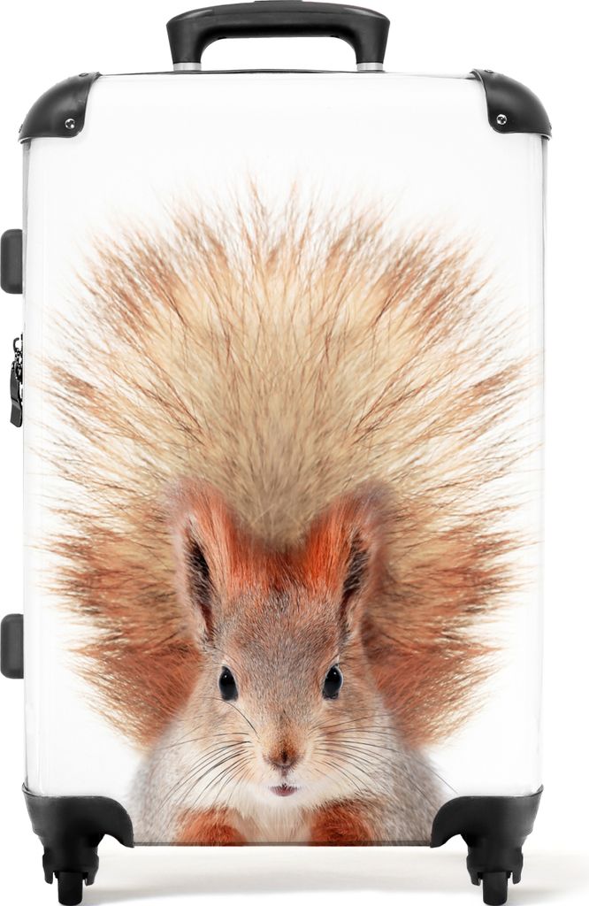 NoBoringSuitcases.com Großer Koffer - Eichhörnchen - Tiere - Natur - Orange - Weiß - Kombinationsschloss TSA - Hartschalen Trolley 4 Rollen - ...