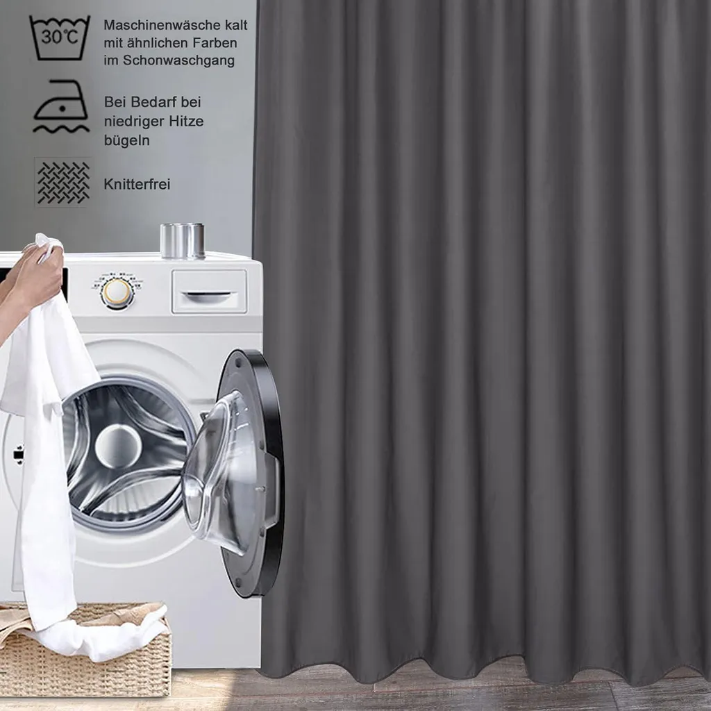 Rideau de douche 120x200 cm Gris idéal pour optimiser l'espace d'eau