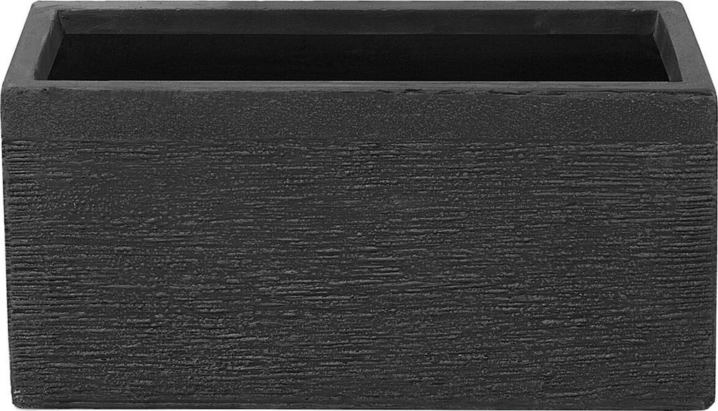 BELIANI Blumentopf Schwarz 50 x 23 x 24 cm aus Fiberglas Pflanzenkübel Rechteckig Balkon/Tarrase/Gartenzubehör Modern