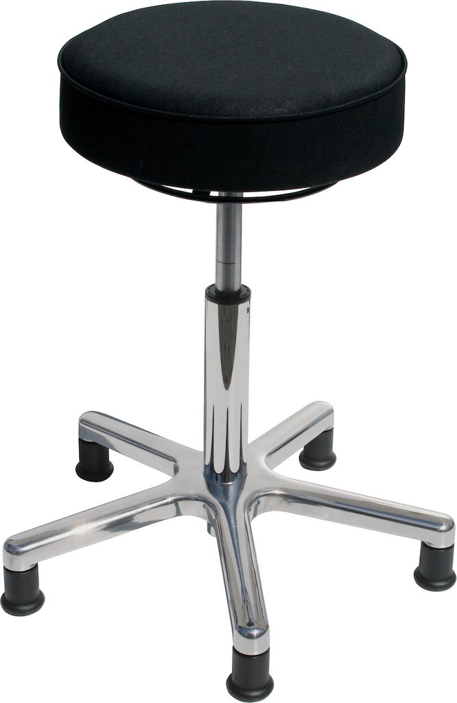 Drehhocker Indianapolis | Sitzhöhe 46-59cm | Ø 53cm | Tragfähigkeit 110kg | Kunstleder-Sitz | Aluminium-Fußkreuz mit Gleiter | Schwarz