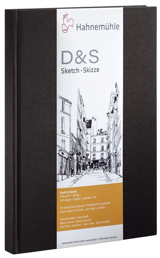 Carnet de croquis A4 pour dessin au crayon Hahnemühle D&S 140g noir