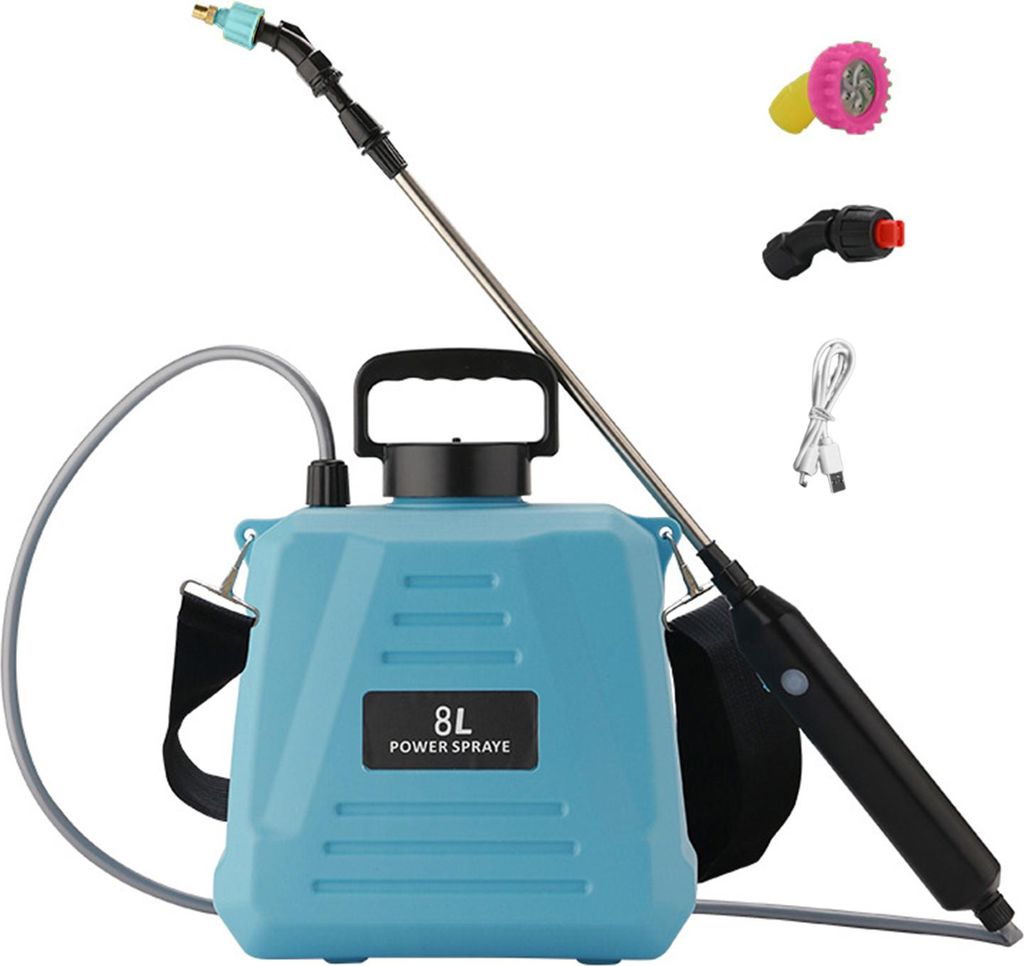 5L/8L Elektrischer Gartensprüher Rucksack-Rasensprüher mit 3 Düsen Einziehbarer Stab Verstellbarer Gurt Gartensprühgerät zum Bewässern und D...