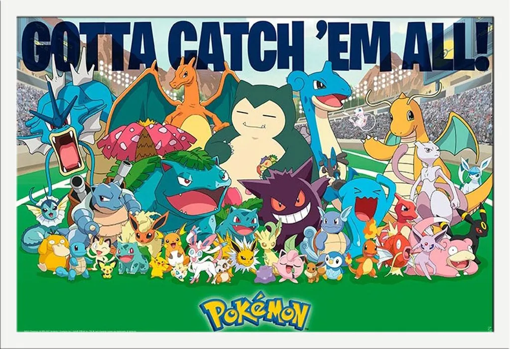 Cadre photo blanc Pokémon avec poster All Time Favorites Shinsuke MDF