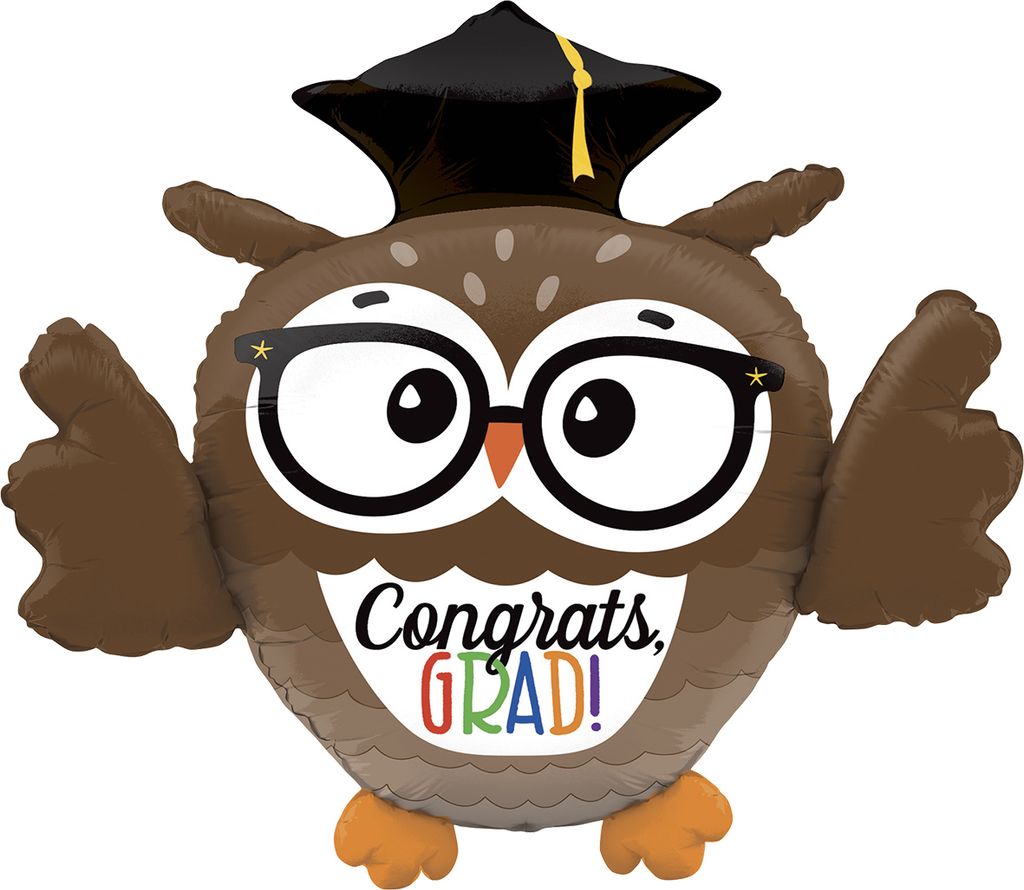 Shape Folienballon "Congrats Grad" Eule 3D | 71 cm