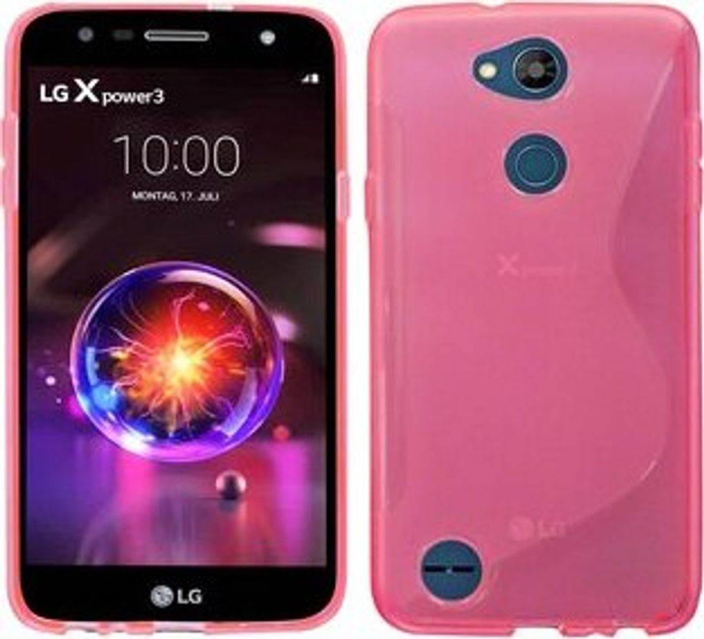 S-Line Hülle Bumper kompatibel mit LG X POWER 3 Silikonhülle Stoßfest Handyhülle TPU Case Cover Pink